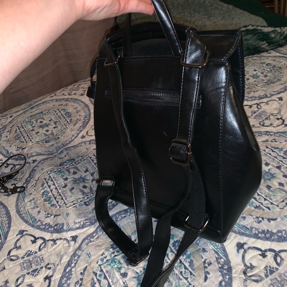 Black leather backpack